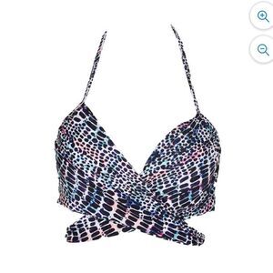 Sundazed Black Multi Simone Bra-Sized Underwire Wrap Bikini Top